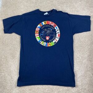 Whale Basics Switzerland Suisse Schweiz Graphic T-Shirt Mens Large Navy Blue